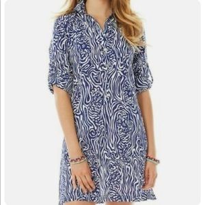 Lilly Pulitzer Sanibel Tunic Dress Coverup Navy/White. EUC. Size XS